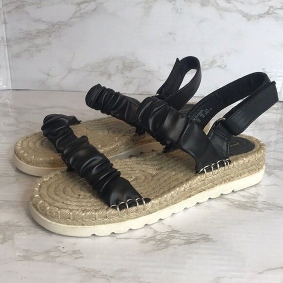 American eagle black open toe wedge espadrilles strappy sandals size 9 - Picture 1 of 10